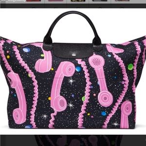 Longchamp Black and Pink Tote Bag